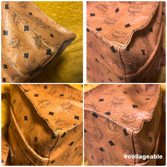 MCM Cognac Monogram Visetos Leather Tote - Picture 14 of 16